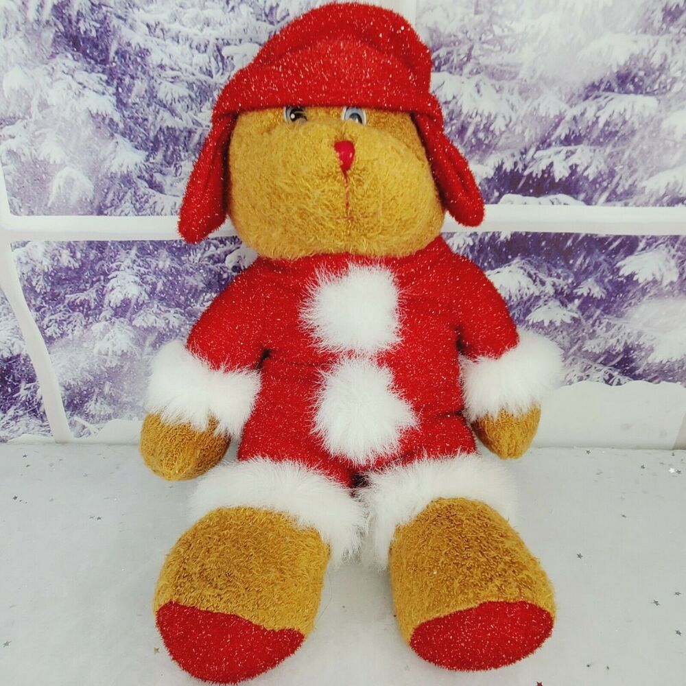 Good Stuff  Santa Teddy Bear Plush 20" White Fur Red Outfit Hat Christmas
